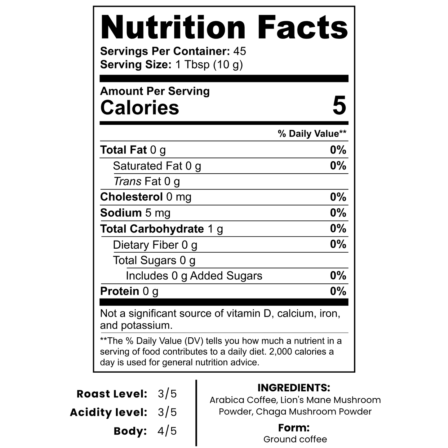 Vitality Coffee | Clean Energy & Sharp Focus Without Jitters | Lion's Mane + Chaga | 16oz Bag